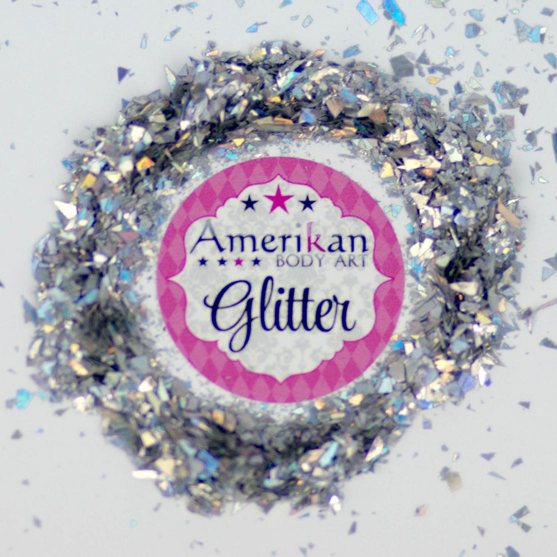 RandomCutHolographicSilverGlitterSwa