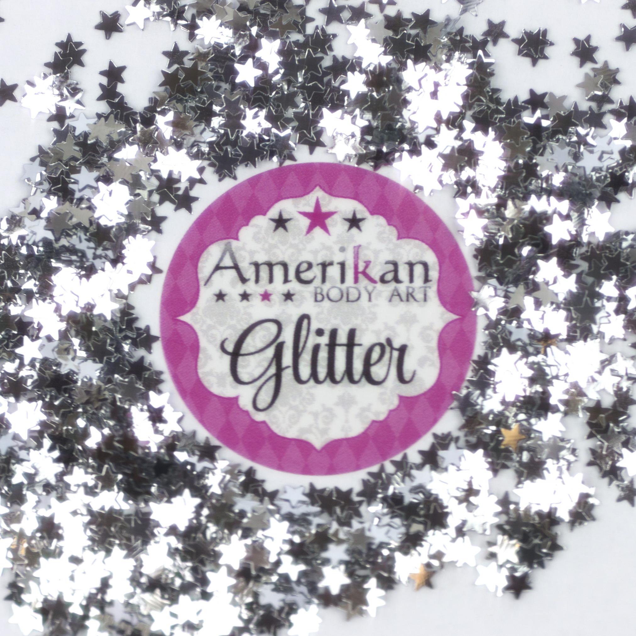 Chrome Silver Glitter Stars 4oz Bag